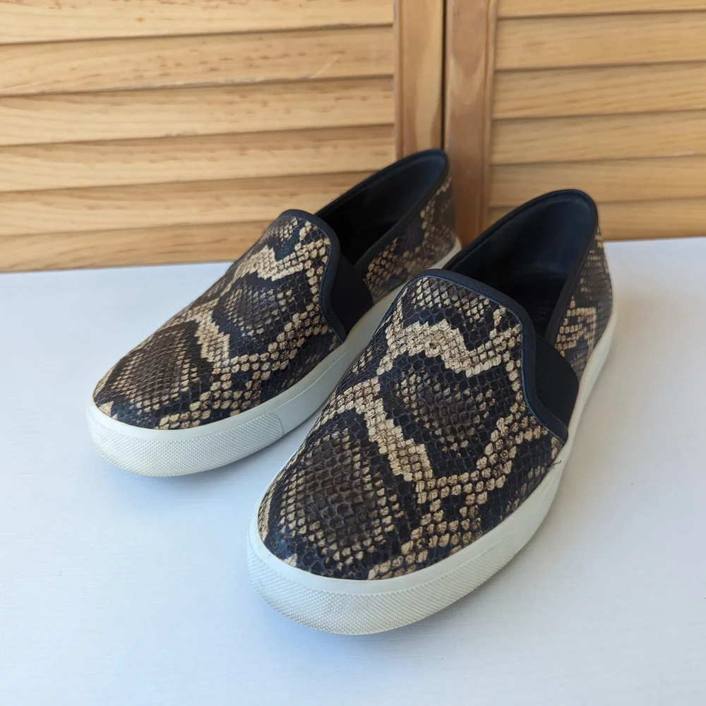 Vince Brown Snakeskin Loafers - Picture 1 of 9